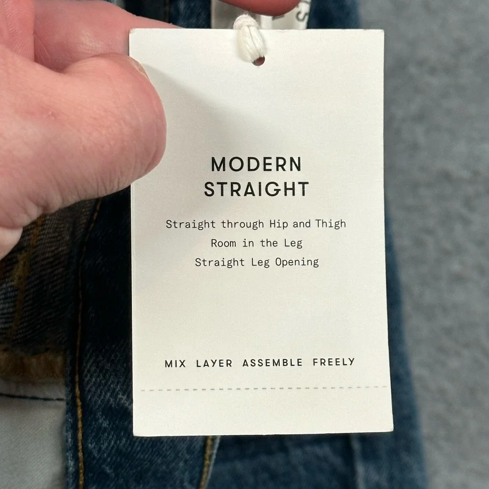 Free Assembly Modern Straight Jeans Men's 38x30(29) Mid Wash Stretch‎ NWT